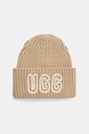 UGG czapka z domieszką wełny CHUNKY z domieszką wełny beżowy 102345