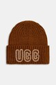 UGG czapka z domieszką wełny CHUNKY z domieszką wełny brązowy 102345