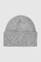 Karl Lagerfeld czapka z domieszką wełny gruba szary A4W33009