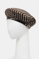 Baretka GANNI Checked Wool Mix Beret melanž hnedá A6669