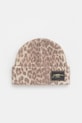 GANNI czapka z dodatkiem wełny Graphic Wool Mix Printed Leopard gruba brązowy A6658