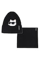 Karl Lagerfeld căciulă și fular din bumbac pentru copii imprimeu negru Z31010.50.56