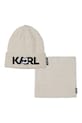 Karl Lagerfeld czapka i komin dziecięcy bawełniany aplikacja beżowy Z31013.50.56