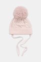 Jamiks czapka z wełną dziecięca LAURINA II cienka różowy LAURINA.m.II.N.JZI099.G