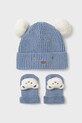 Шапочка та шкарпетки для немовлят Mayoral Newborn аплікація блакитний 9933.1H.Newborn.9BYA
