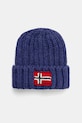 Napapijri czapka z domieszką wełny SEMIURY gruba niebieski NP0A4GMHB3B1