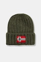 Napapijri czapka z domieszką wełny dziecięca SEMIURY z domieszką wełny zielony NP0A4GMHG0A1