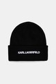 Karl Lagerfeld czapka z domieszką wełny K/ESSENTIAL z domieszką wełny czarny A3M33159