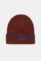 Calvin Klein czapka z domieszką wełny dziecięca aplikacja brązowy LV04D8054G