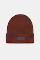 Calvin Klein czapka z domieszką wełny dziecięca aplikacja brązowy LV04D8054G