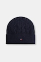 Tommy Hilfiger czapka z dodatkiem wełny cienka granatowy AM0AM13588