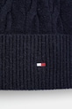 Akcesoria Tommy Hilfiger czapka z dodatkiem wełny AM0AM13588 granatowy