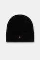Tommy Hilfiger czapka z dodatkiem wełny cienka czarny AM0AM13588