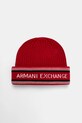 Шапка с вълна Armani Exchange щампа червен XM001551.AF13776