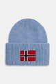 Napapijri wool blend beanie F-Evei applique blue NP0A893PI841