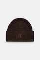 Vlnená čiapka Karl Lagerfeld stredne hrubá hnedá A4M33063