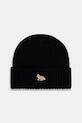 Bavlněná čepice Maison Kitsuné Baby Fox Beanie nášivka černá PW06103KT1140