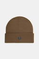 Fred Perry wool blend beanie applique brown C8161