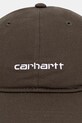 Carhartt WIP czapka z daszkiem bawełniana Canvas Script Cap I028876.3CDXX zielony AW25