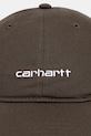 Pamučna kapa sa šiltom Carhartt WIP Canvas Script Cap I028876.3CDXX zelena AW25