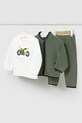 Mayoral komplet dresowy niemowlęcy 3-pack z elastanem zielony 2837.3C.Baby.9BYA