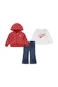 Levi's komplet niemowlęcy 3 PC FZ TEE & JEANS SET wzorzyste różowy 1EP010
