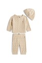 Tommy Hilfiger komplet z bawełną niemowlęcy 3-pack dzianina beżowy KN0KN02080.9BYA