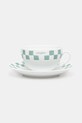Šalica za kavu s tanjurićem Café Kitsuné Checkerboard Porcelain Cappuccino Cup And Saucer bijela PU08103O0010