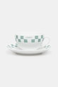 Šalica za kavu s tanjurićem Café Kitsuné Checkerboard Porcelain Cappuccino Cup And Saucer bijela PU08103O0010