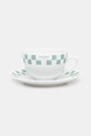 Šalica za kavu s tanjurićem Café Kitsuné Checkerboard Porcelain Cup And Saucer bijela PU08111O0010