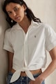 Βαμβακερό πουκάμισο Polo Ralph Lauren λευκό 211971516