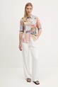 Bavlněná košile Desigual PHOTOPOST 25WWCW18 béžová AW25