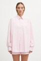 Sporty & Rich koszula bawełniana Eden Script Oversized wzorzyste różowy SI00760673ST64