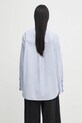 Дрехи Памучна риза GANNI Stripe Cotton Oversized W0826 син