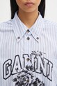 Памучна риза GANNI Stripe Cotton Oversized W0826 син