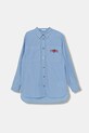 Pinko koszula bawełniana dziecięca wzorzyste niebieski KFCA015.C.CR013