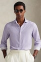Πουκάμισο από λινό Polo Ralph Lauren κανονικό μωβ 710974546