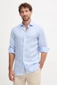 Hackett London koszula lniana regular niebieski HM3010346