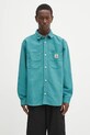 Carhartt WIP koszula z domieszką lnu Walter casual turkusowy I033578.2ZUGD