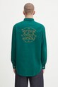 Drôle de Monsieur koszula bawełniana La Chemise Slogan Tresses nadruk zielony H.SH237.CO217