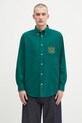Odzież Drôle de Monsieur koszula bawełniana La Chemise Slogan Tresses H.SH237.CO217 zielony