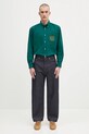 Drôle de Monsieur koszula bawełniana La Chemise Slogan Tresses H.SH237.CO217 zielony