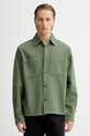Βαμβακερό πουκάμισο A.P.C. Surchemise Leon μακρύ πράσινο COGZV.H32019