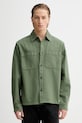 Βαμβακερό πουκάμισο A.P.C. Surchemise Leon μακρύ πράσινο COGZV.H32019