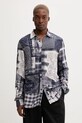 Desigual koszula BLUE PATCH klasyczny granatowy 25WMCW40