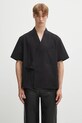 Kenzo koszula bawełniana Kimono Short Sleeve gładkie czarny FF65CH1269LP
