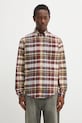 Βαμβακερό πουκάμισο Napapijri G-Trekking 3 με ένα κουμπί καφέ NP0A88TLCBX1