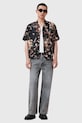 AllSaints koszula z dodatkiem lnu ARMADA M002SD czarny