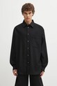 Maison Kitsuné koszula wełniana Handwriting Oversized gładkie czarny PM00427WT3017