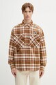 Bavlnená košeľa AAPE relaxed hnedá AAPSTM8548XXP